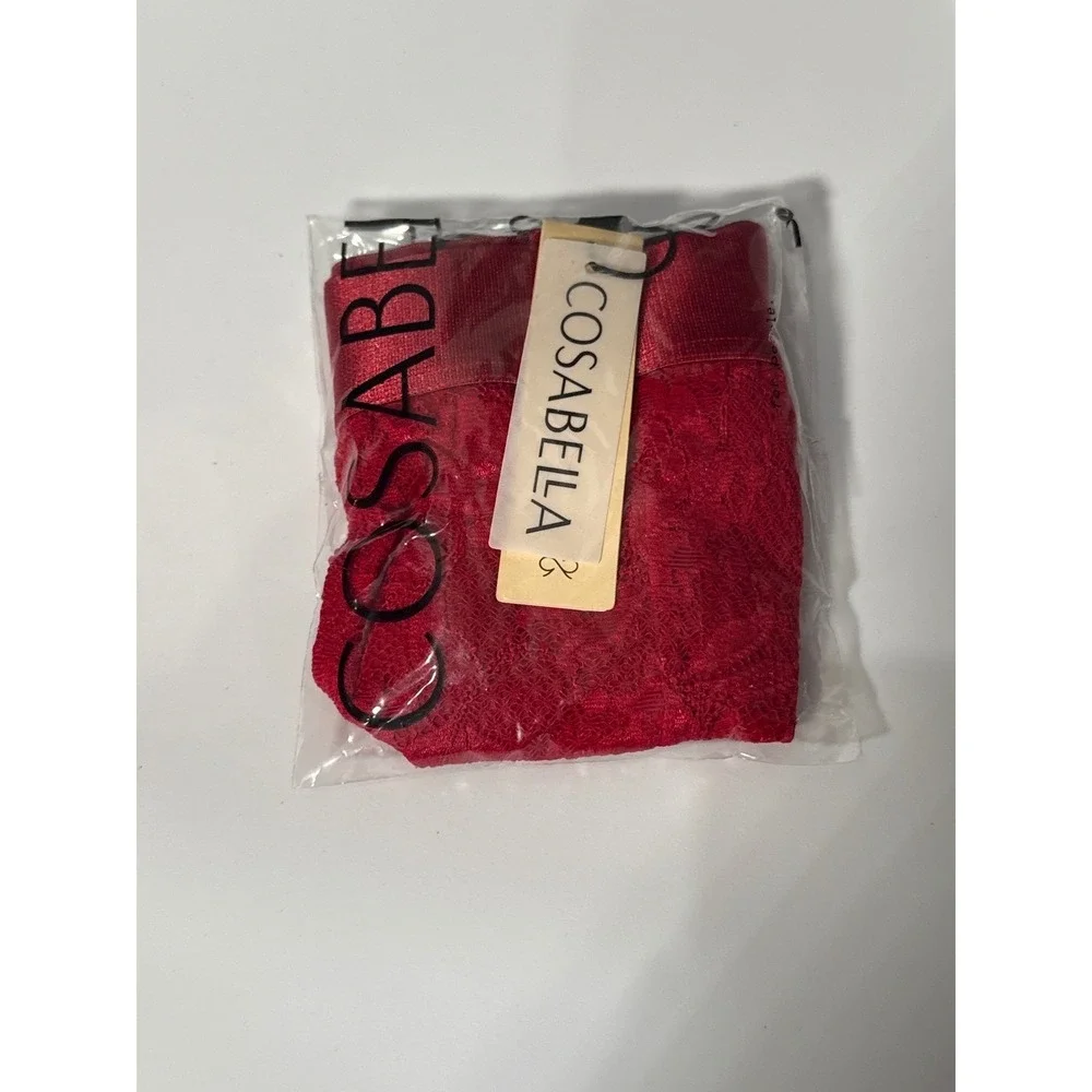 Cosabella Red‎ Never Say Never Lace Sports Brief Luxury Designer Underwear XL